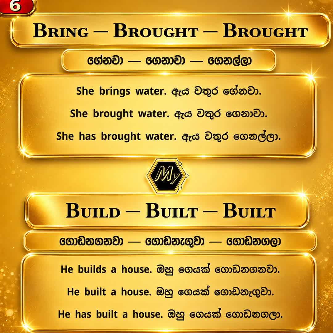 Irregular Verbs 06 - Bring, Brought, Brought & Build, Built, Built